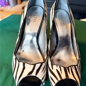 GUESS Black and White Zebra Heels
